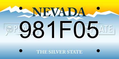 981F05 Nevada License Plate