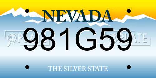 981G59 Nevada License Plate