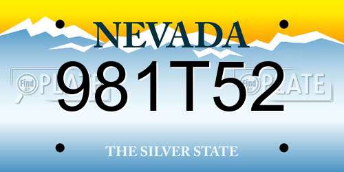 981T52 Nevada License Plate