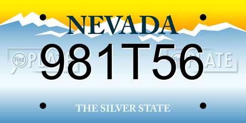 981T56 Nevada License Plate