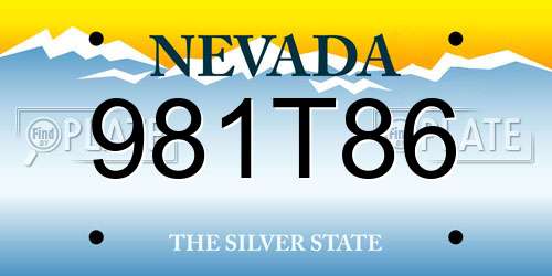 981T86 Nevada License Plate