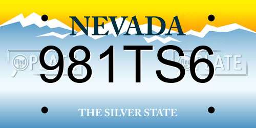 981TS6 Nevada License Plate