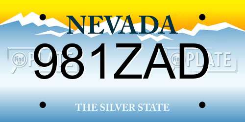 981ZAD Nevada License Plate
