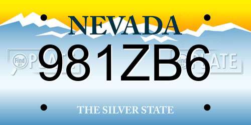 981ZB6 Nevada License Plate