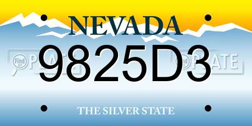 9825D3 Nevada License Plate