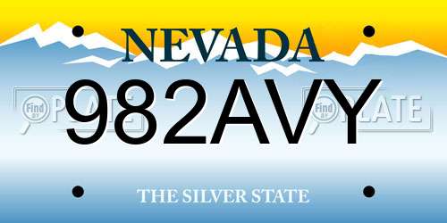 982AVY Nevada License Plate