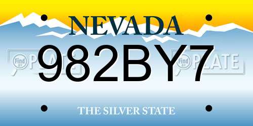 982BY7 Nevada License Plate