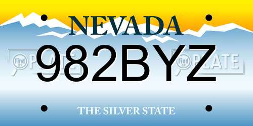 982BYZ Nevada License Plate