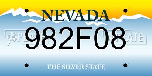 982F08 Nevada License Plate