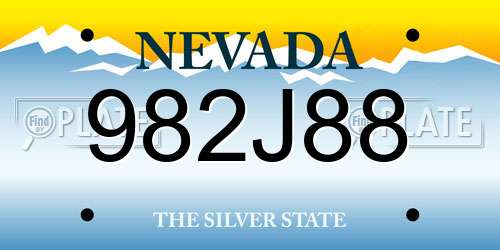 982J88 Nevada License Plate