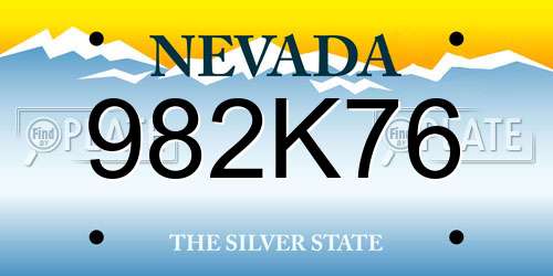 982K76 Nevada License Plate