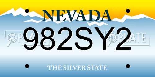 982SY2 Nevada License Plate