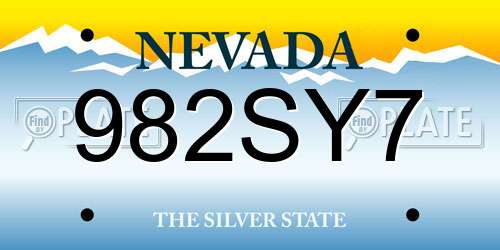 982SY7 Nevada License Plate