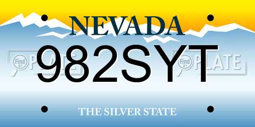 982SYT Nevada License Plate