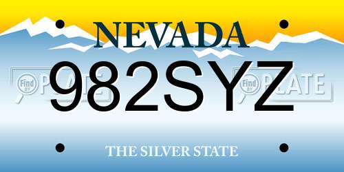 982SYZ Nevada License Plate