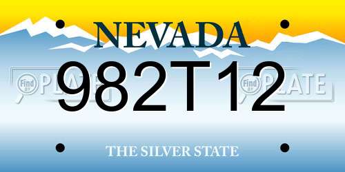 982T12 Nevada License Plate