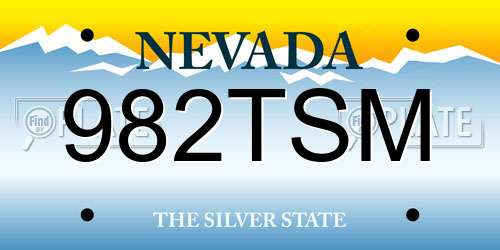 982TSM Nevada License Plate
