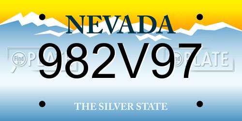 982V97 Nevada License Plate