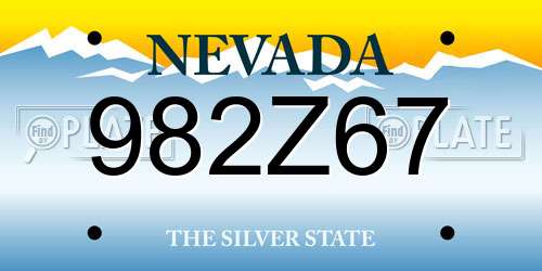 982Z67 Nevada License Plate