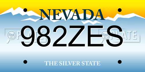 982ZES Nevada License Plate