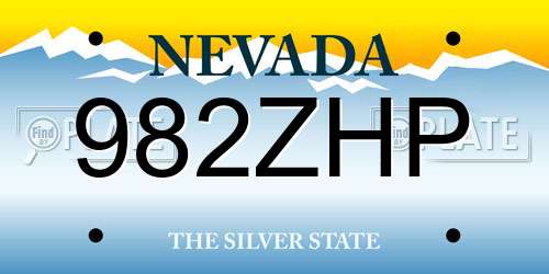 982ZHP Nevada License Plate
