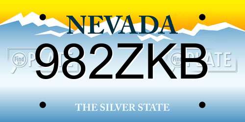 982ZKB Nevada License Plate