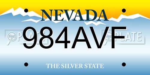984AVF Nevada License Plate