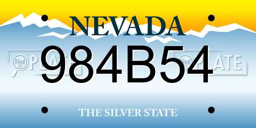 984B54 Nevada License Plate