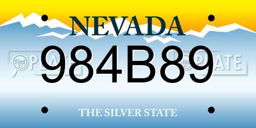 984B89 Nevada License Plate