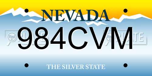 984CVM Nevada License Plate