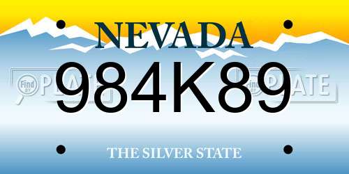 984K89 Nevada License Plate