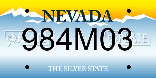 984M03 Nevada License Plate