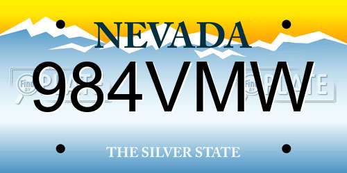 984VMW Nevada License Plate