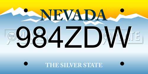 984ZDW Nevada License Plate