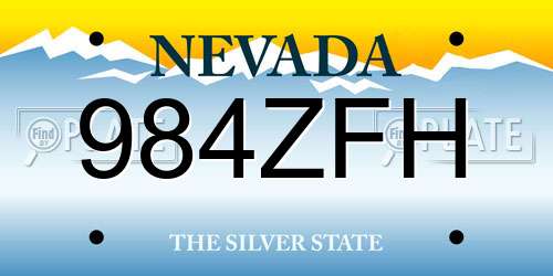 984ZFH Nevada License Plate