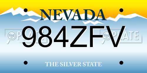 984ZFV Nevada License Plate