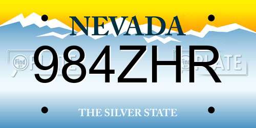984ZHR Nevada License Plate