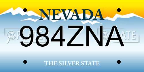 984ZNA Nevada License Plate