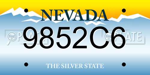 9852C6 Nevada License Plate