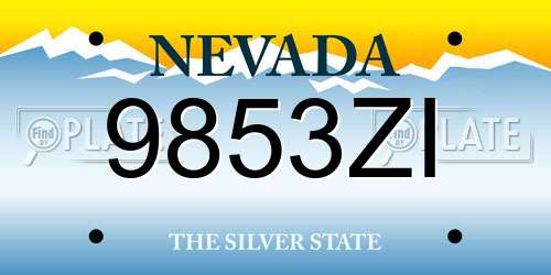 9853ZI Nevada License Plate
