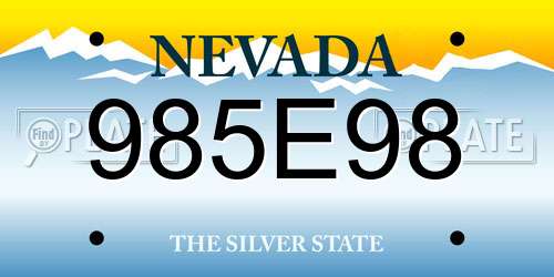 985E98 Nevada License Plate