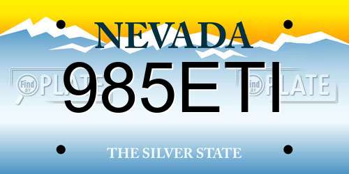 985ETI Nevada License Plate