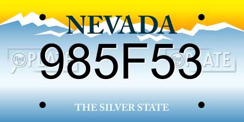 985F53 Nevada License Plate