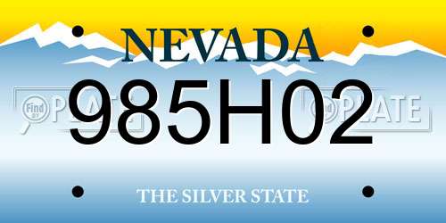 985H02 Nevada License Plate