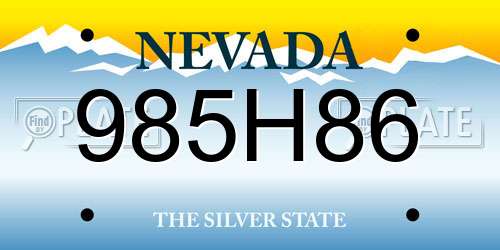 985H86 Nevada License Plate