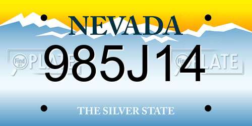 985J14 Nevada License Plate