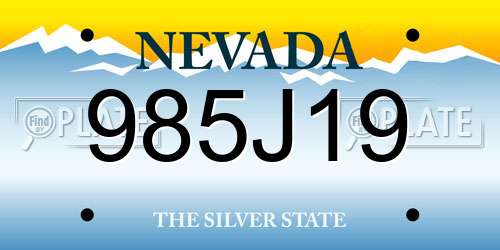 985J19 Nevada License Plate