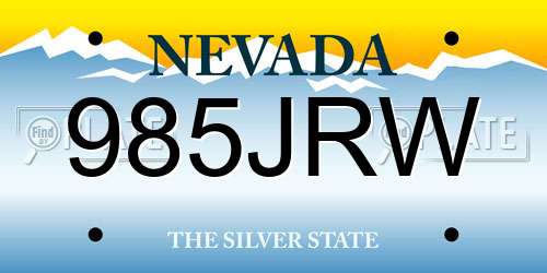 985JRW Nevada License Plate