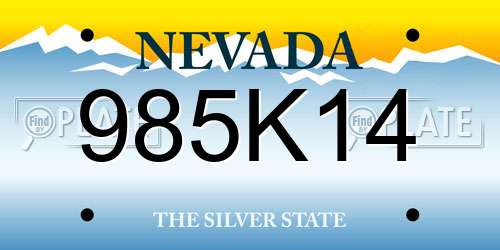 985K14 Nevada License Plate