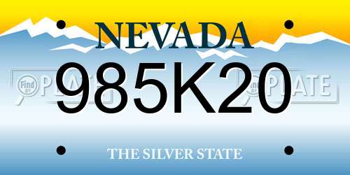 985K20 Nevada License Plate